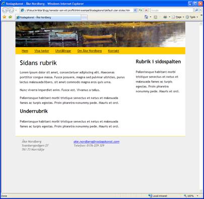 Den färdiga hemsidan