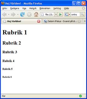 Exempel på hur rubriker skiljer sig åt Exempel på hur rubriker skiljer sig åt